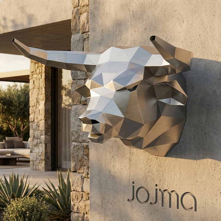 Sculpture Tête de Taureau Polygone - Sculpture Origami