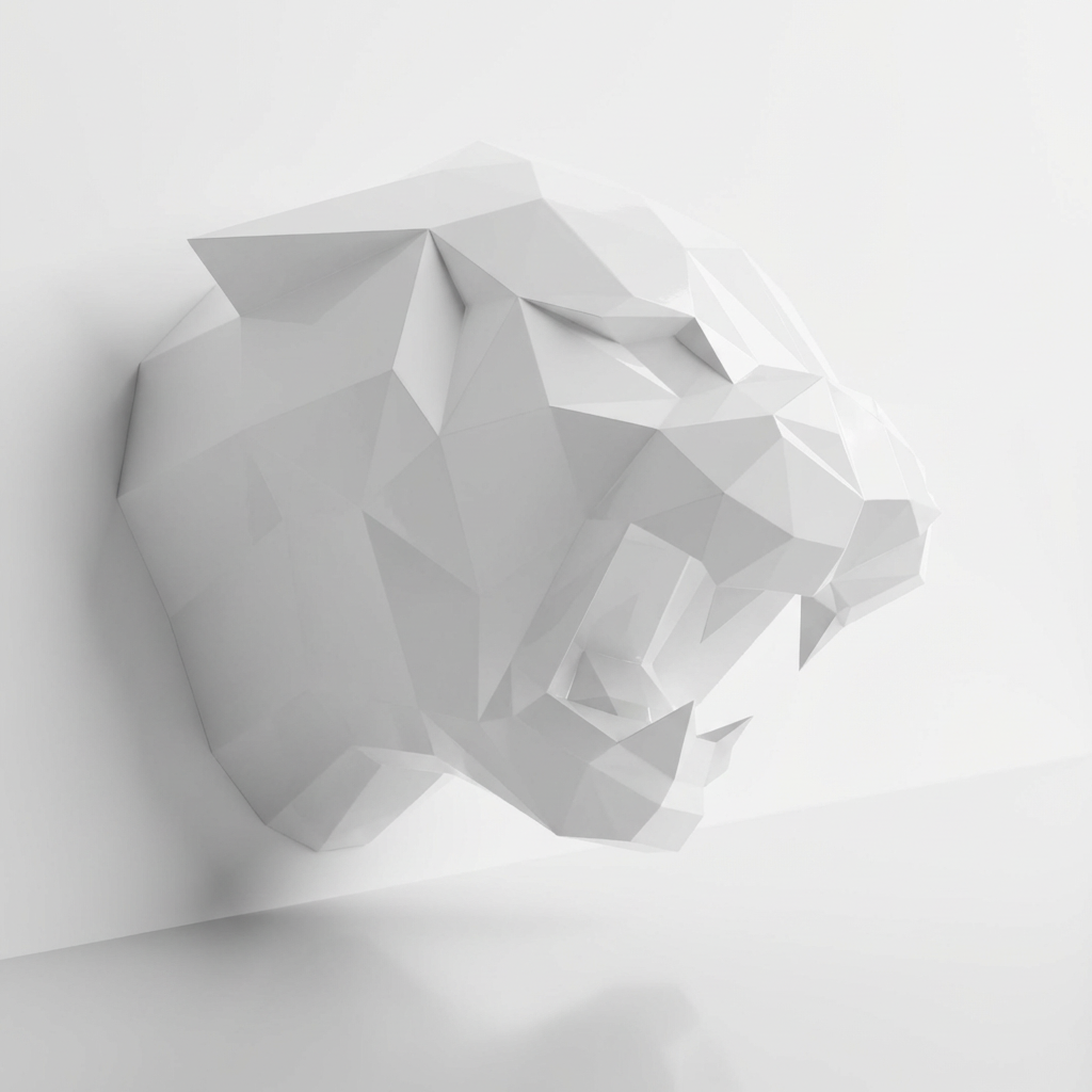 Sculpture Tête de Tigre Design Géométrique Abstrait - Sculpture Origami