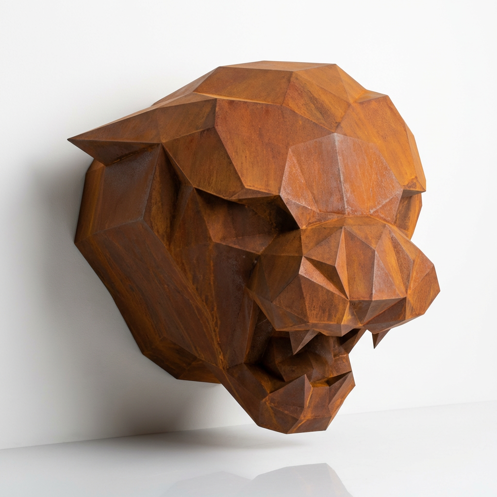 Sculpture Tête de Tigre Design Géométrique Abstrait - Sculpture Origami