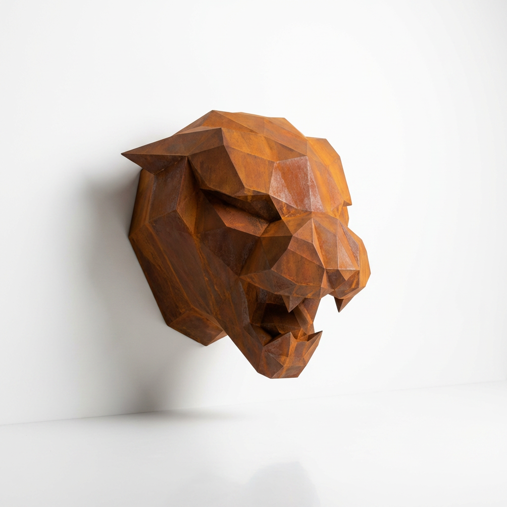 Sculpture Tête de Tigre Design Géométrique Abstrait - Sculpture Origami