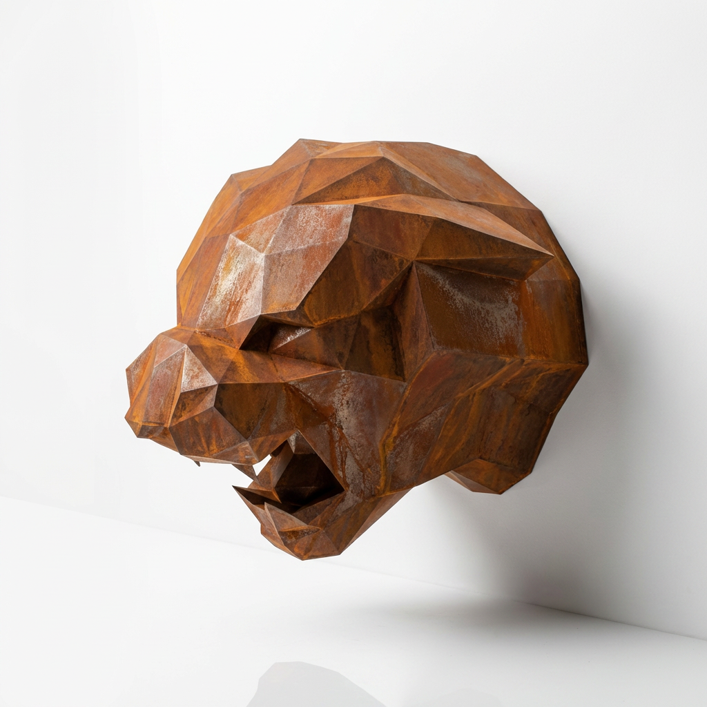 Sculpture Tête de Tigre Design Géométrique Abstrait - Sculpture Origami
