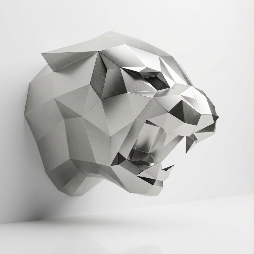 Sculpture Tête de Tigre Design Géométrique Abstrait - Sculpture Origami