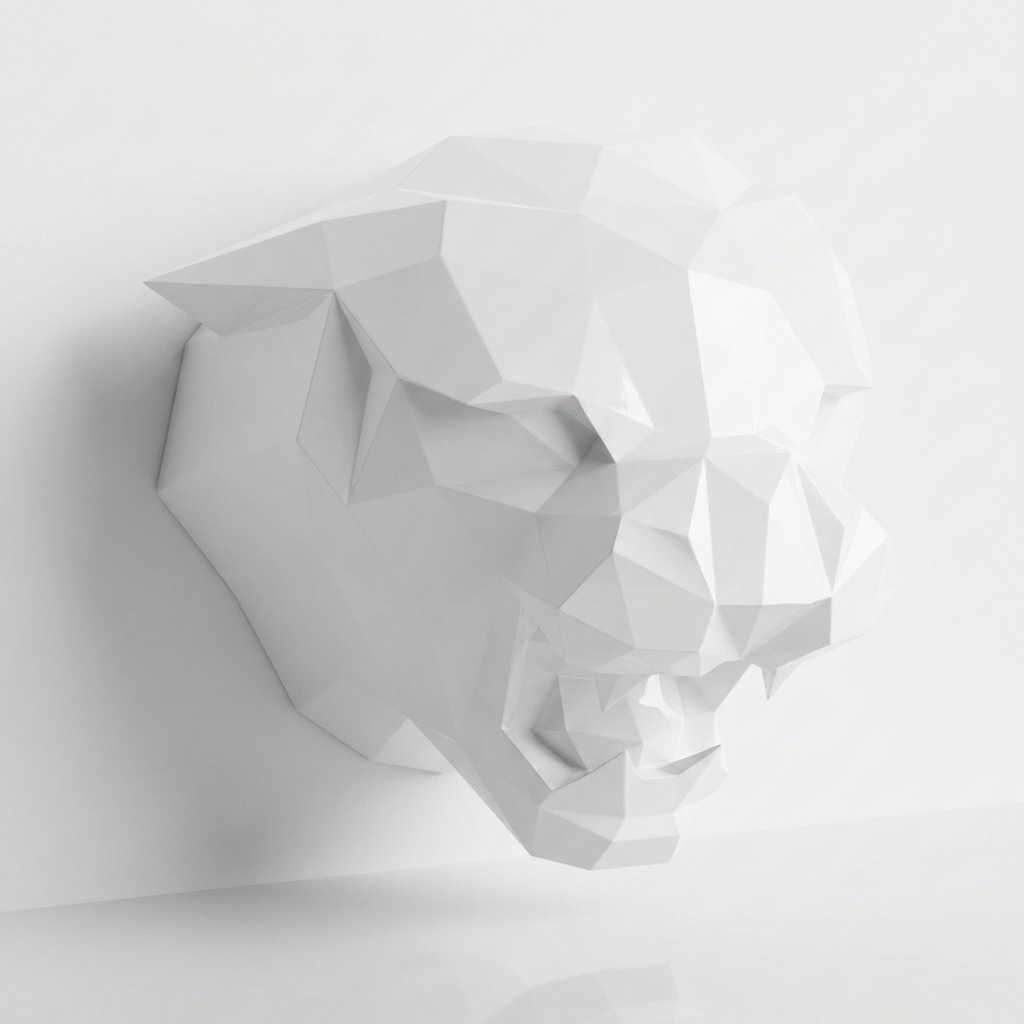 Sculpture Tête de Tigre Design Géométrique Abstrait - Sculpture Origami