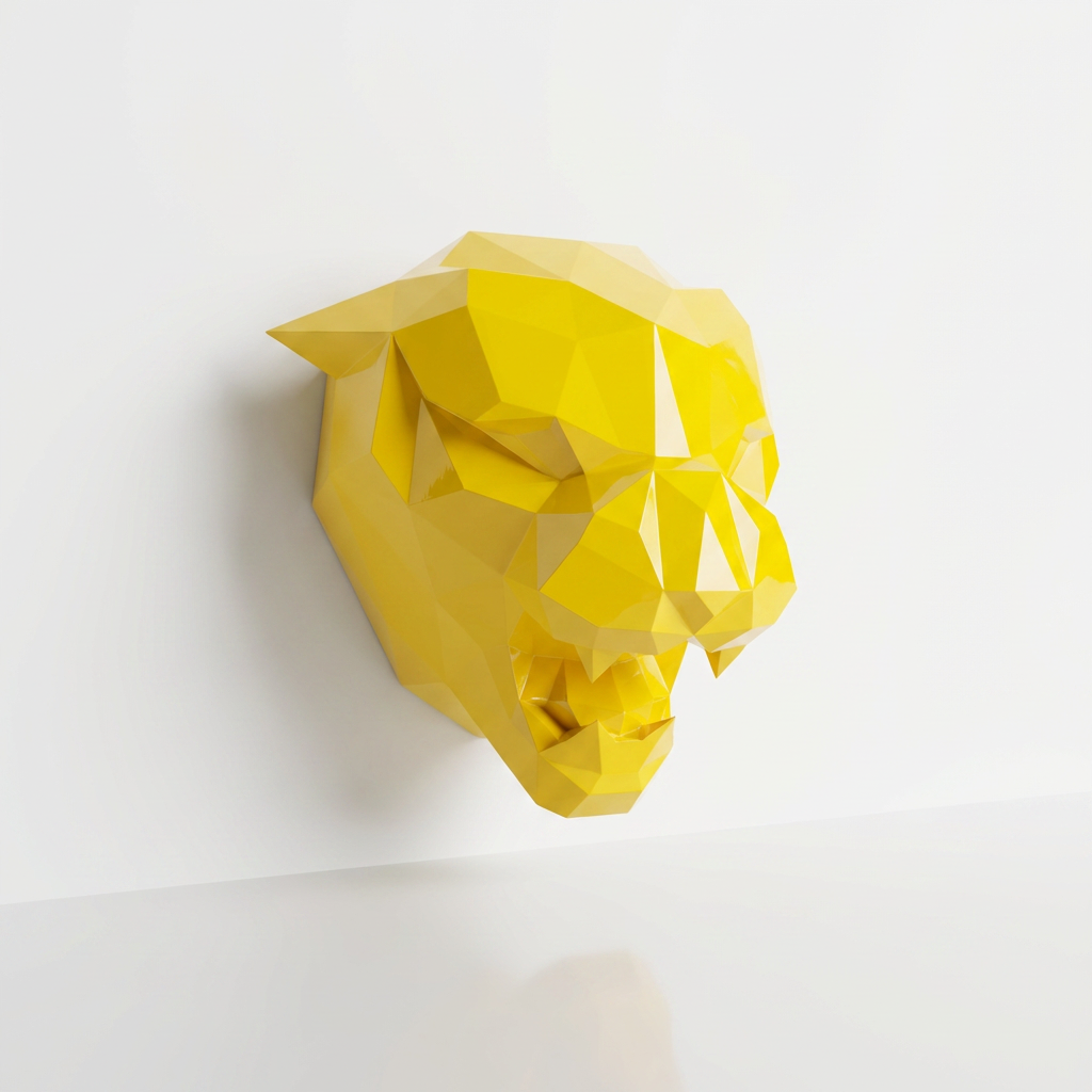 Sculpture Tête de Tigre Design Géométrique Abstrait - Sculpture Origami