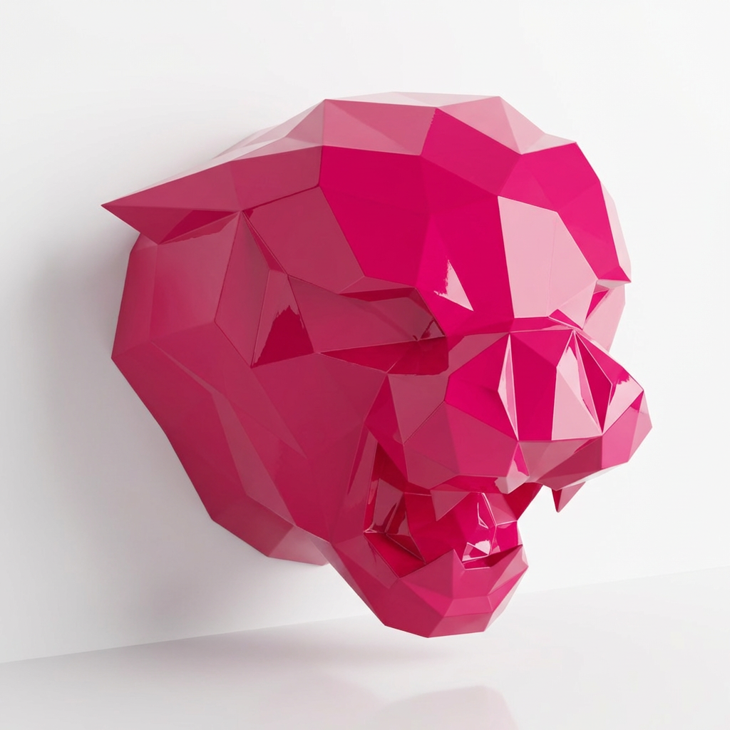 Sculpture Tête de Tigre Design Géométrique Abstrait - Sculpture Origami