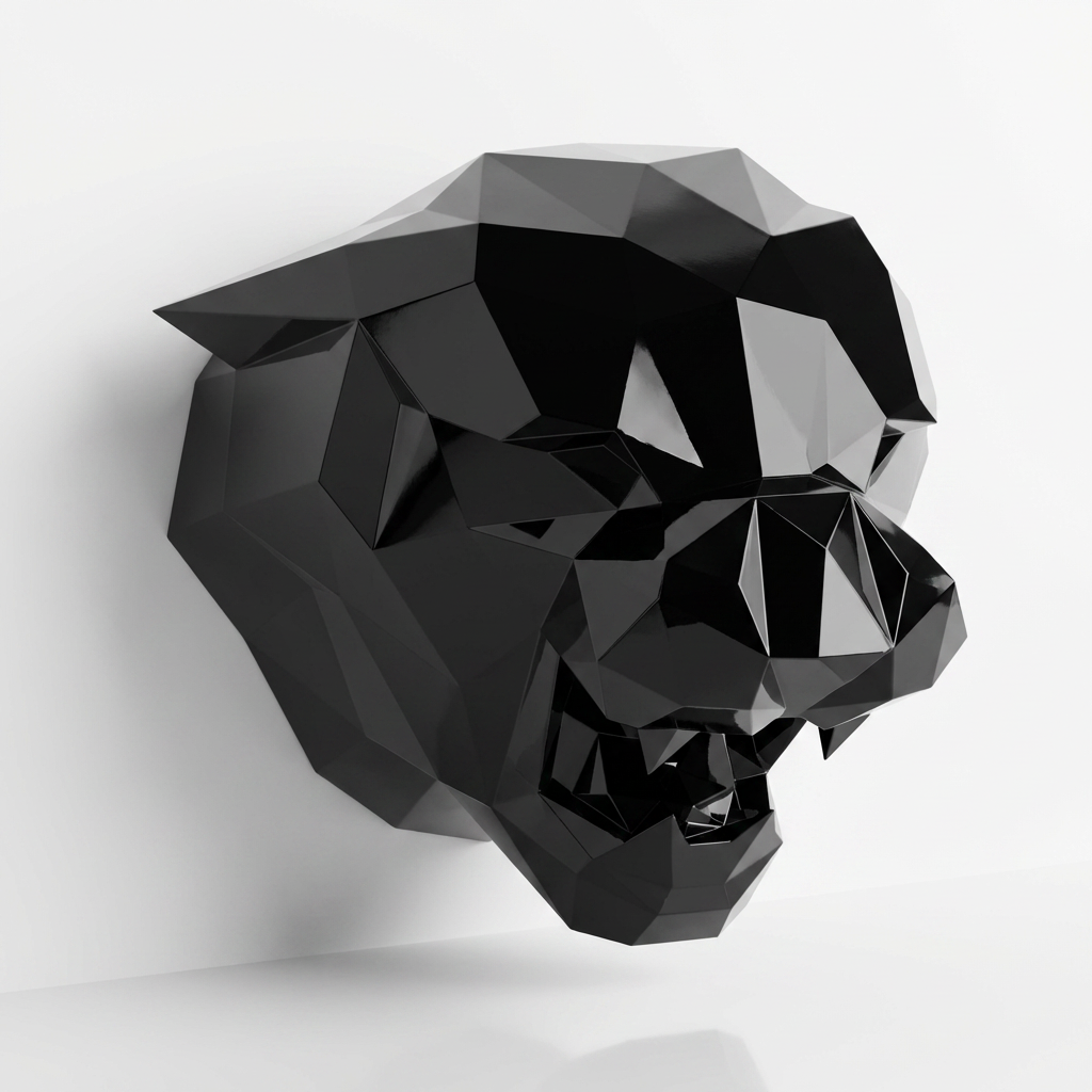 Sculpture Tête de Tigre Design Géométrique Abstrait - Sculpture Origami