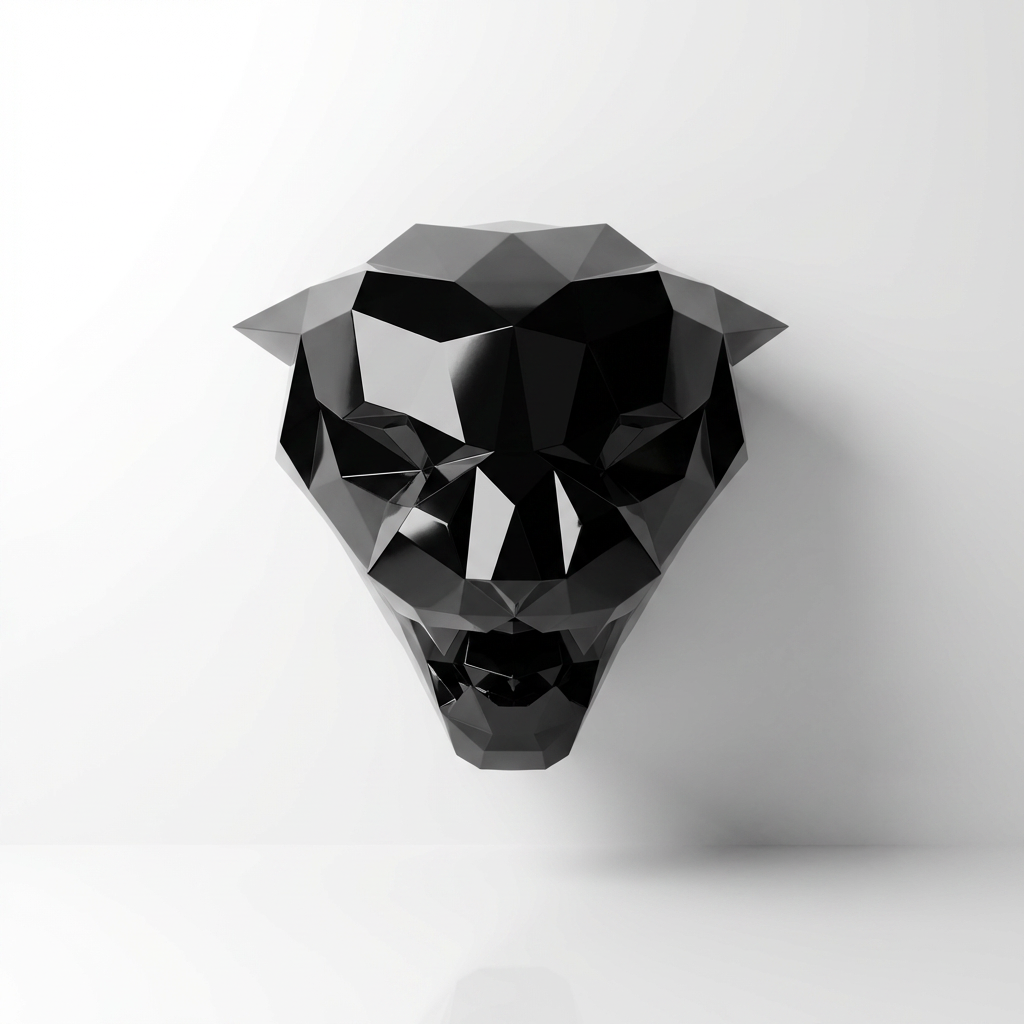 Sculpture Tête de Tigre Design Géométrique Abstrait - Sculpture Origami