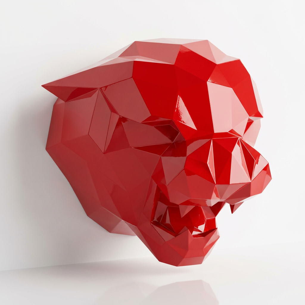Sculpture Tête de Tigre Design Géométrique Abstrait - Sculpture Origami