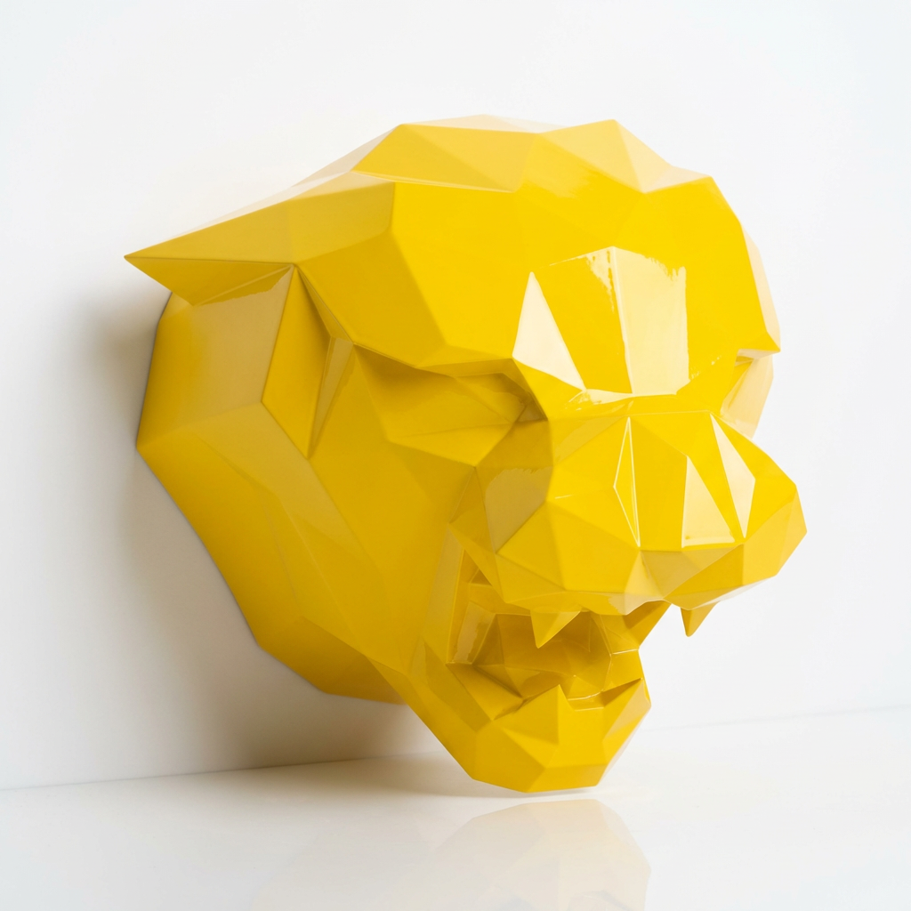 Sculpture Tête de Tigre Design Géométrique Abstrait - Sculpture Origami