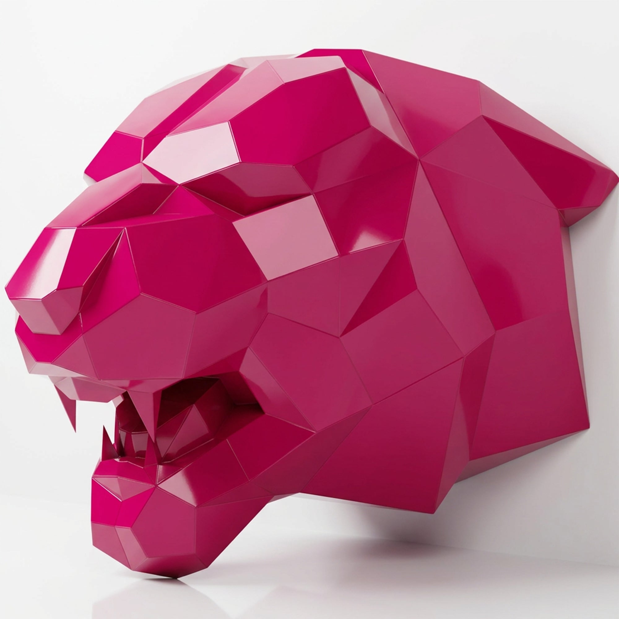 Sculpture Tête de Tigre Rugissante Facettée - Sculpture Origami