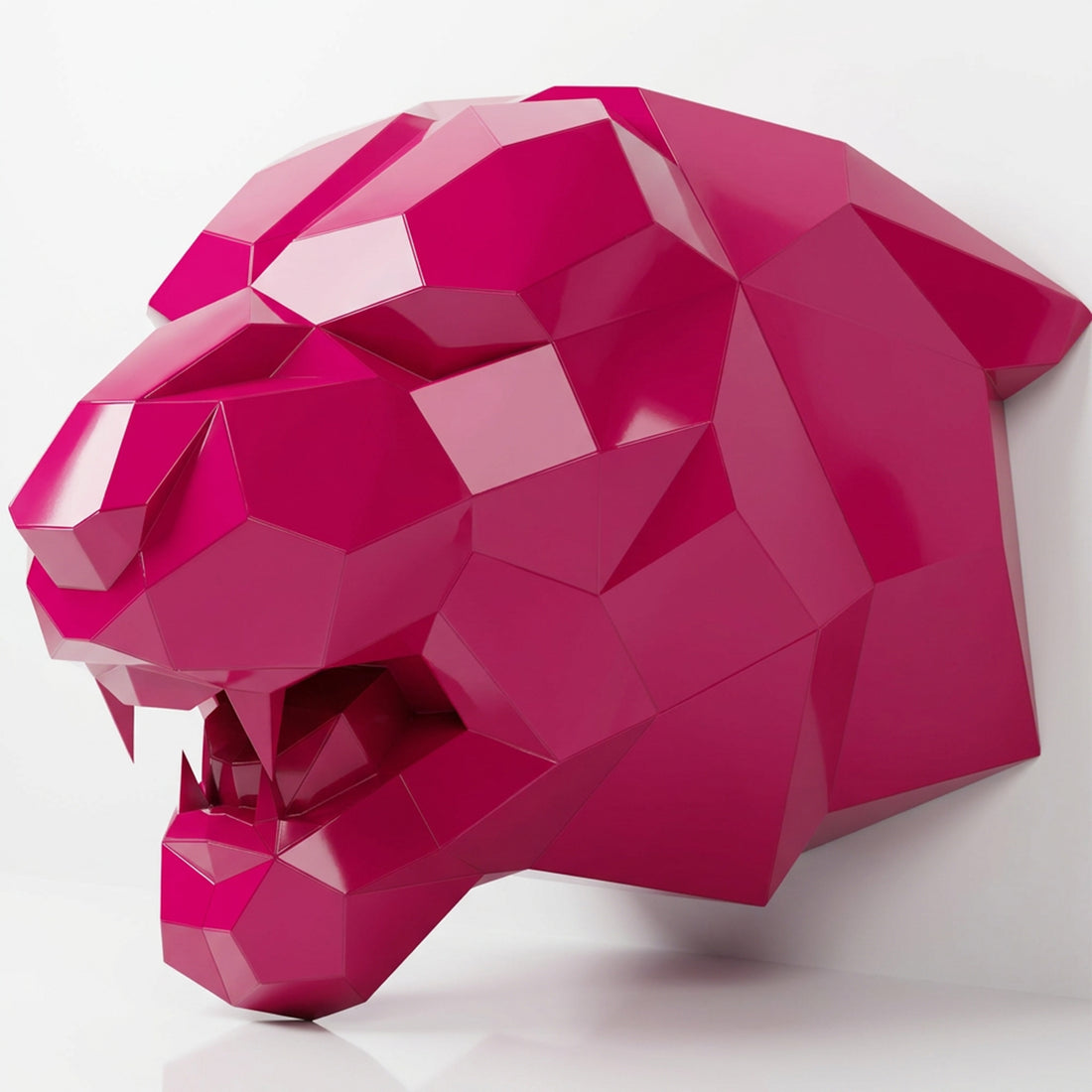 Sculpture Tête de Tigre Rugissante Facettée - Sculpture Origami