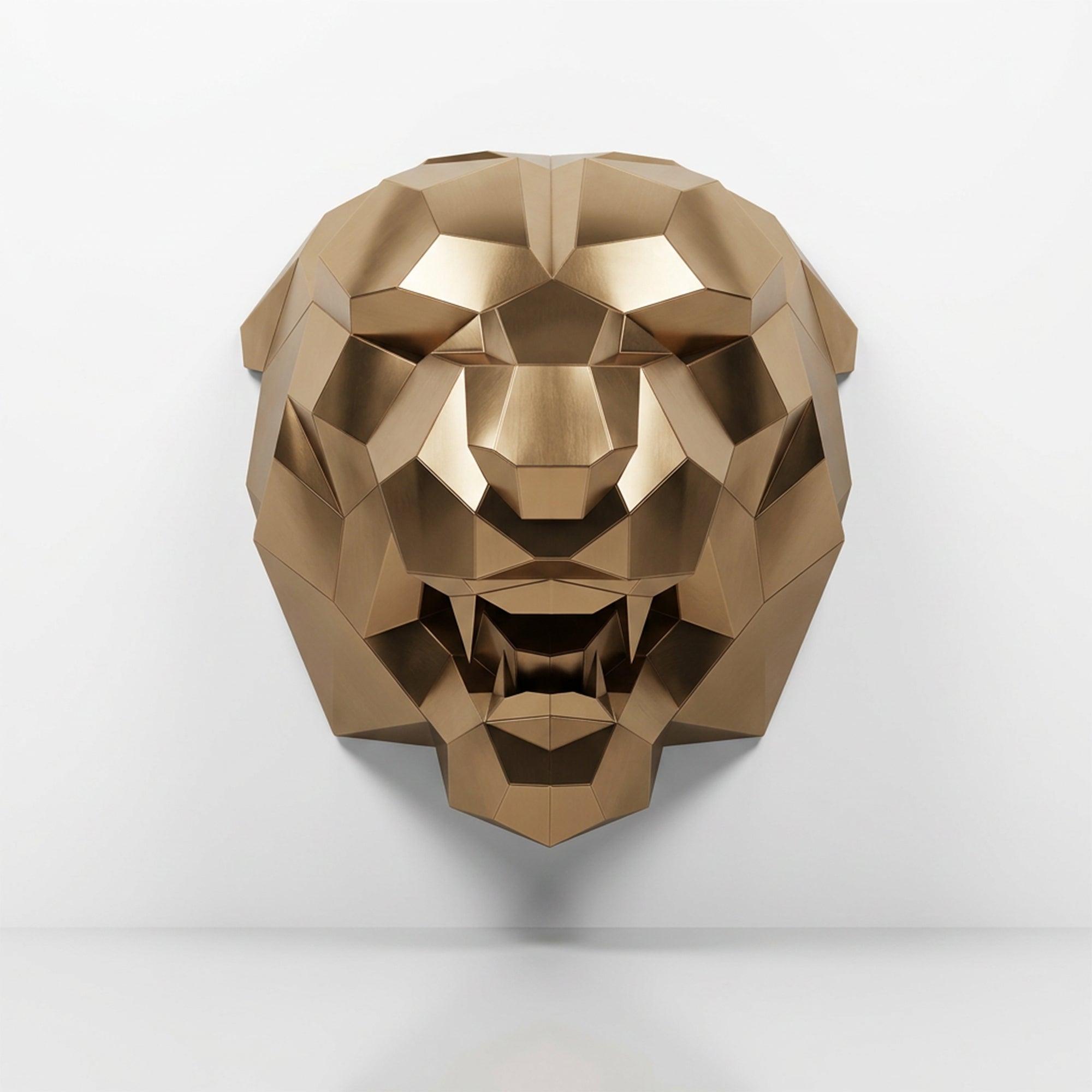 Sculpture Tête de Tigre Rugissante Facettée - Sculpture Origami