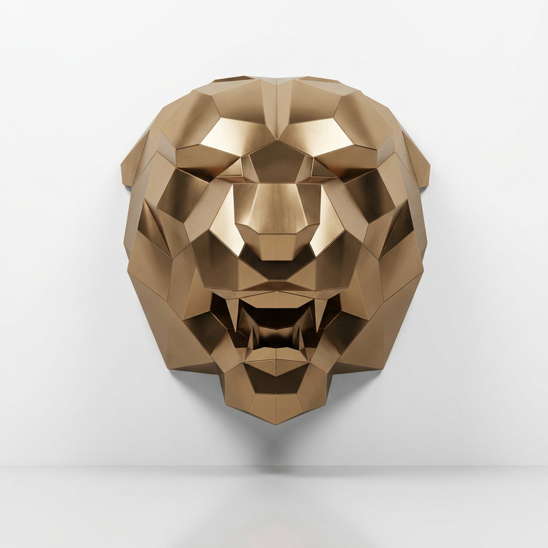 Sculpture Tête de Tigre Rugissante Facettée - Sculpture Origami