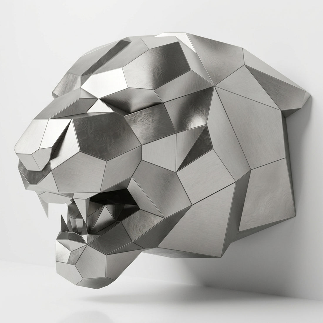 Sculpture Tête de Tigre Rugissante Facettée - Sculpture Origami