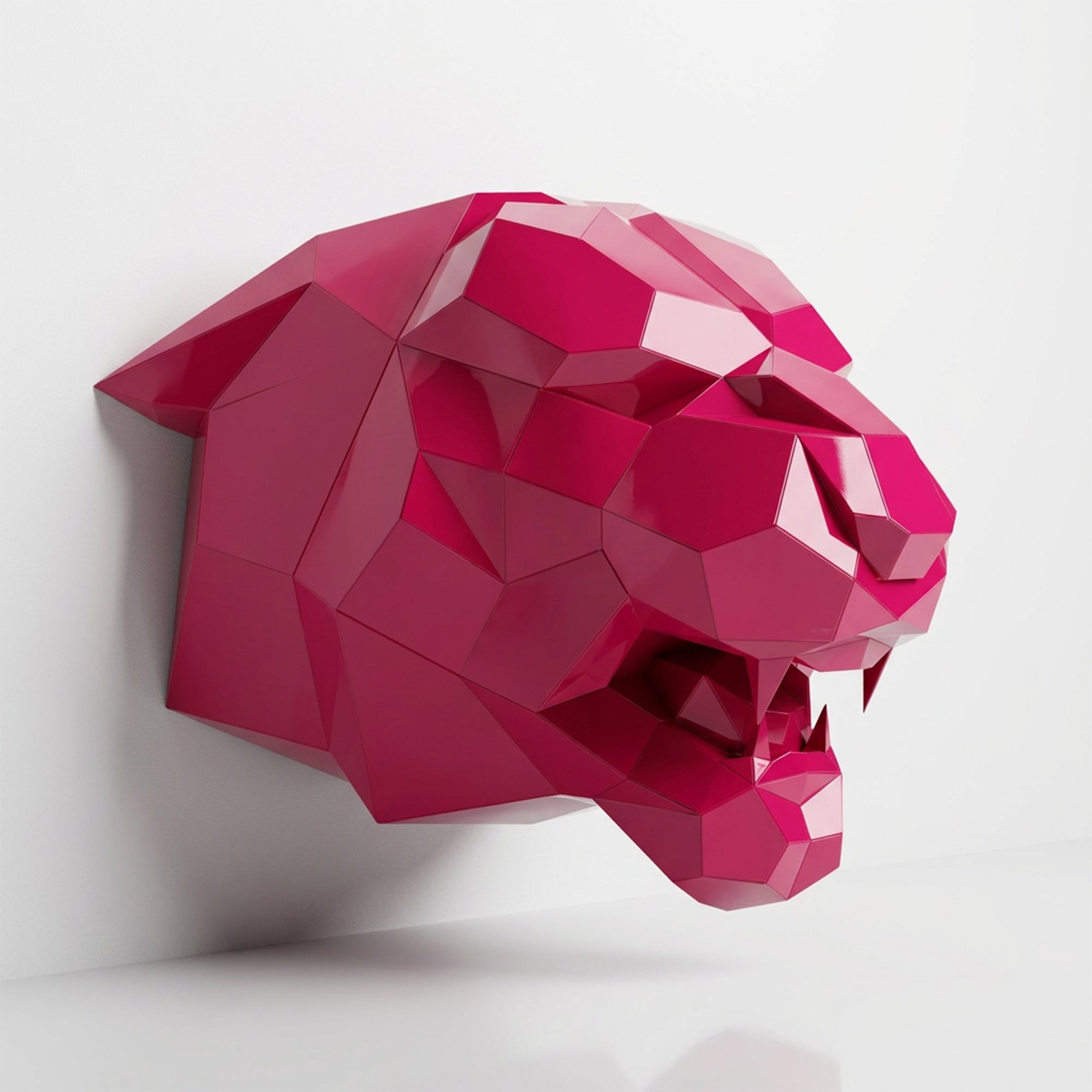 Sculpture Tête de Tigre Rugissante Facettée - Sculpture Origami