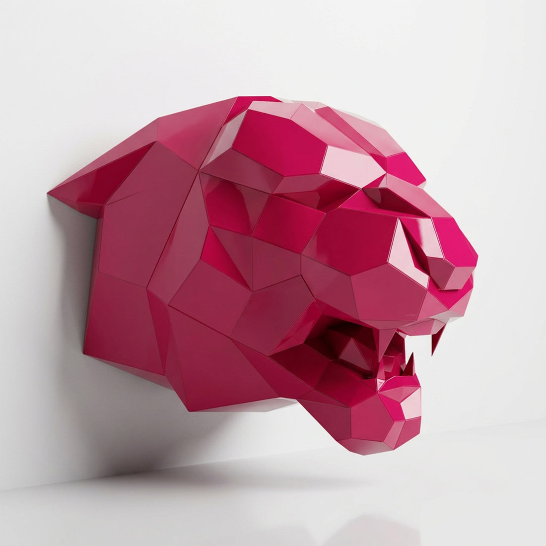 Sculpture Tête de Tigre Rugissante Facettée - Sculpture Origami