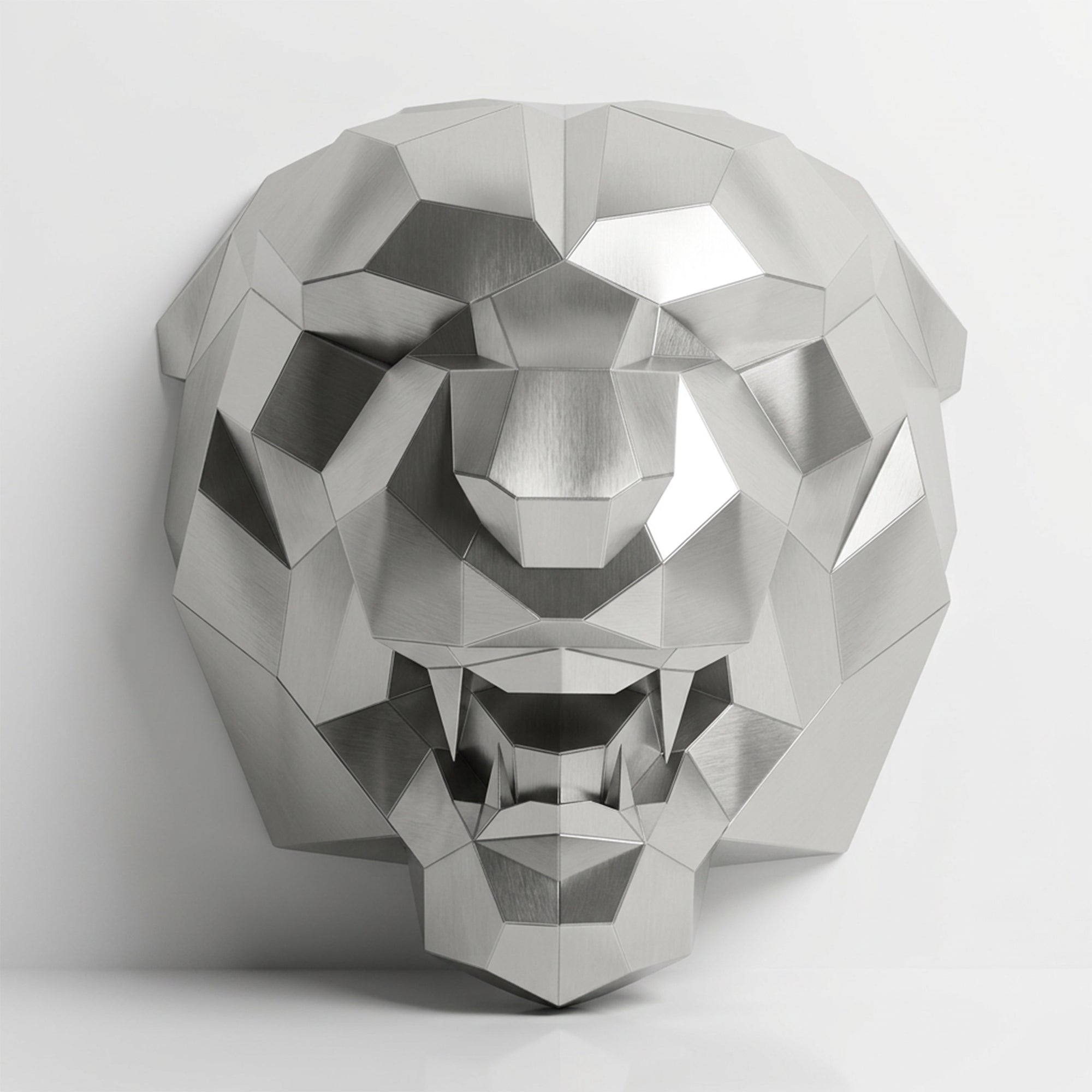 Sculpture Tête de Tigre Rugissante Facettée - Sculpture Origami