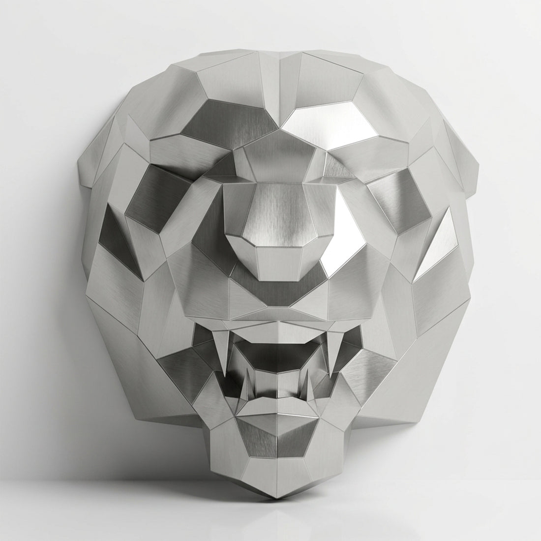 Sculpture Tête de Tigre Rugissante Facettée - Sculpture Origami