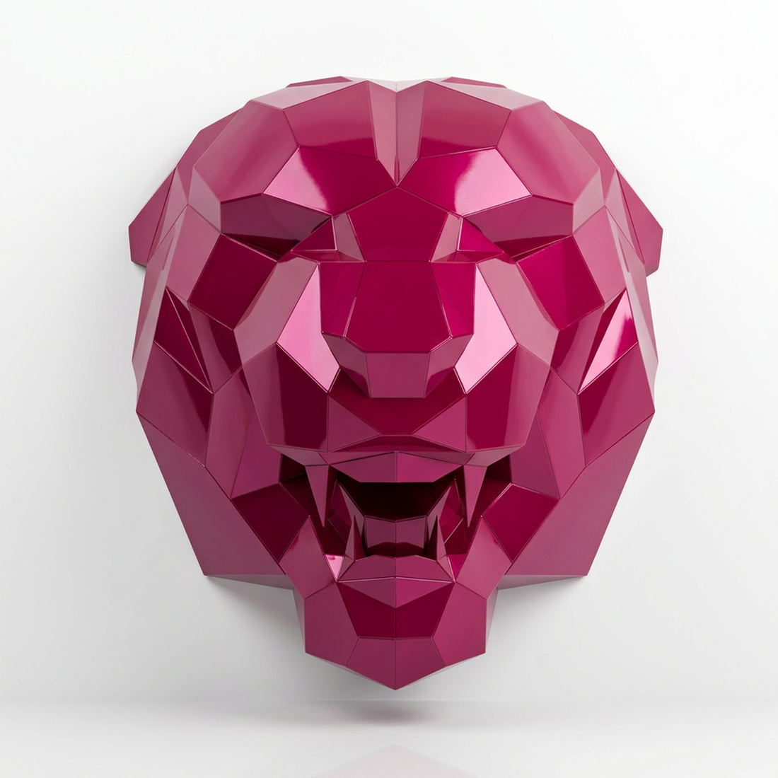Sculpture Tête de Tigre Rugissante Facettée - Sculpture Origami
