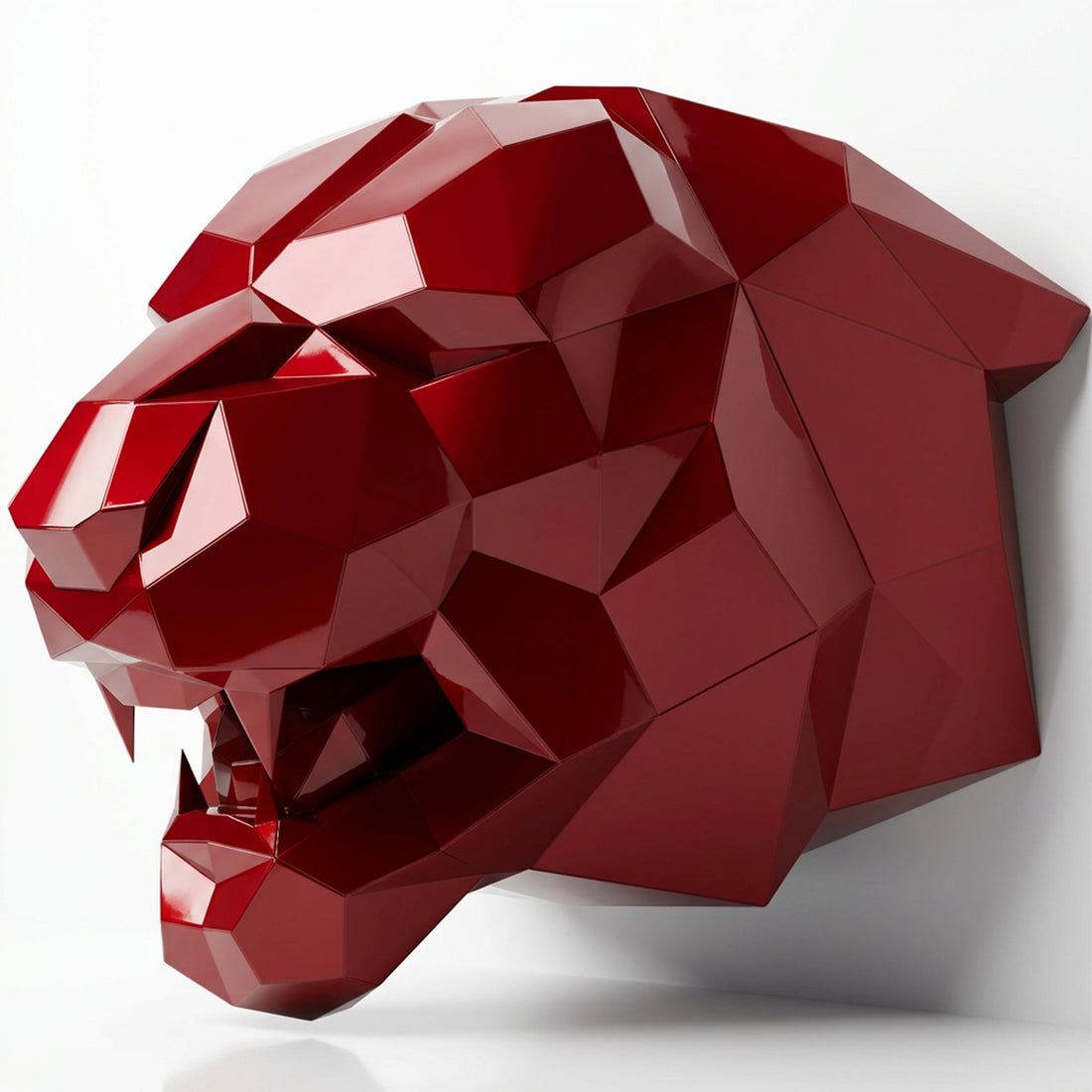 Sculpture Tête de Tigre Rugissante Facettée - Sculpture Origami