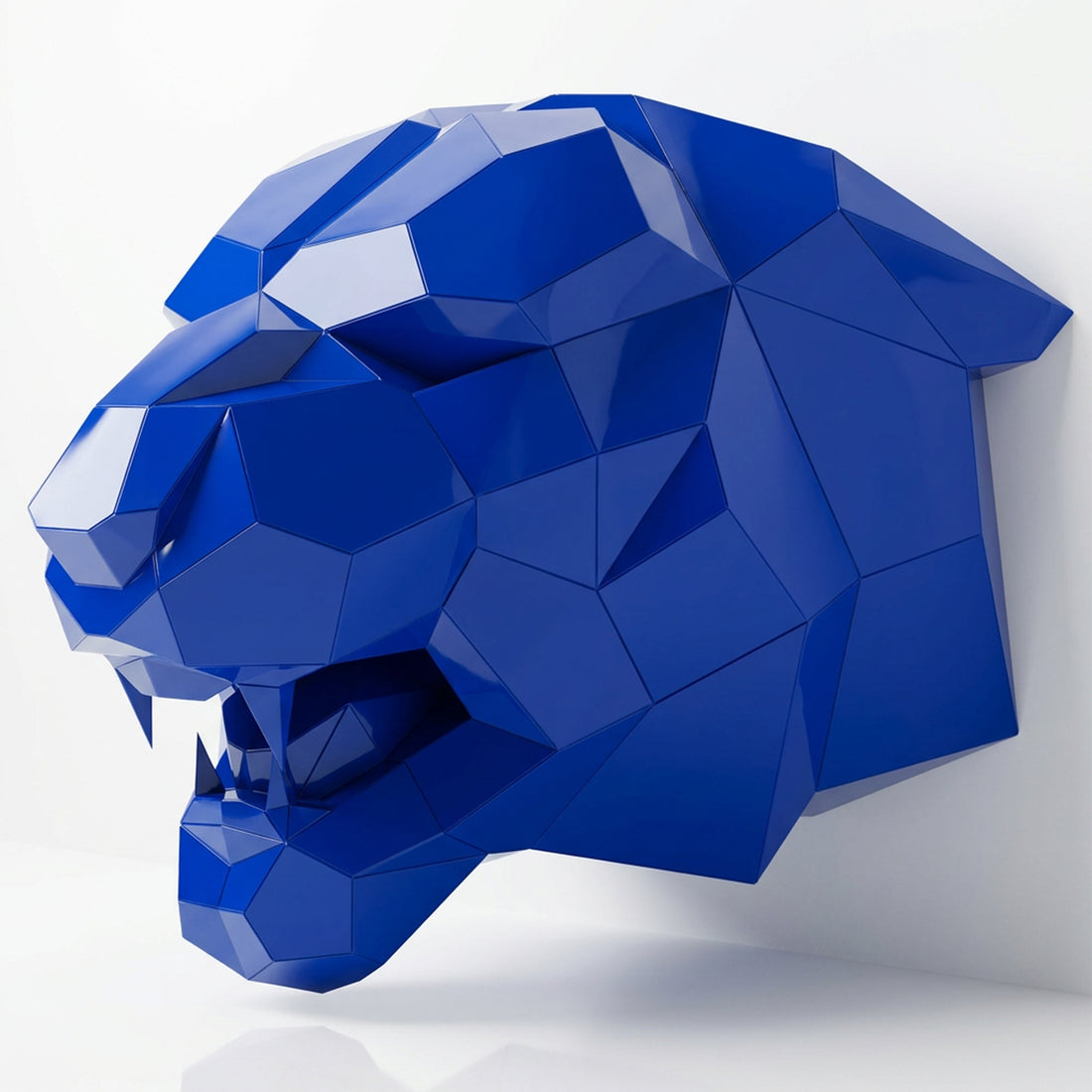 Sculpture Tête de Tigre Rugissante Facettée - Sculpture Origami