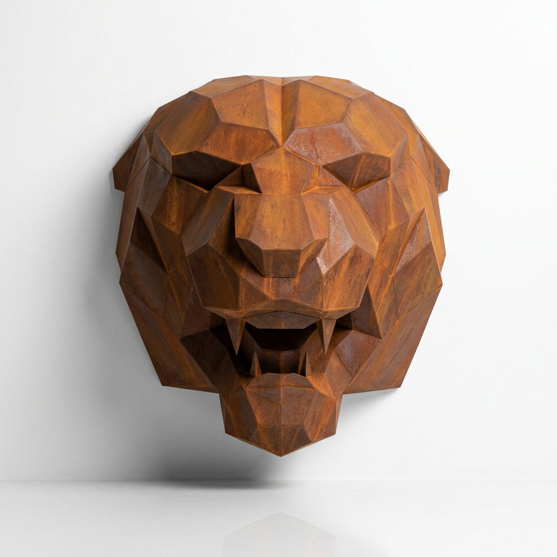 Sculpture Tête de Tigre Rugissante Facettée - Sculpture Origami