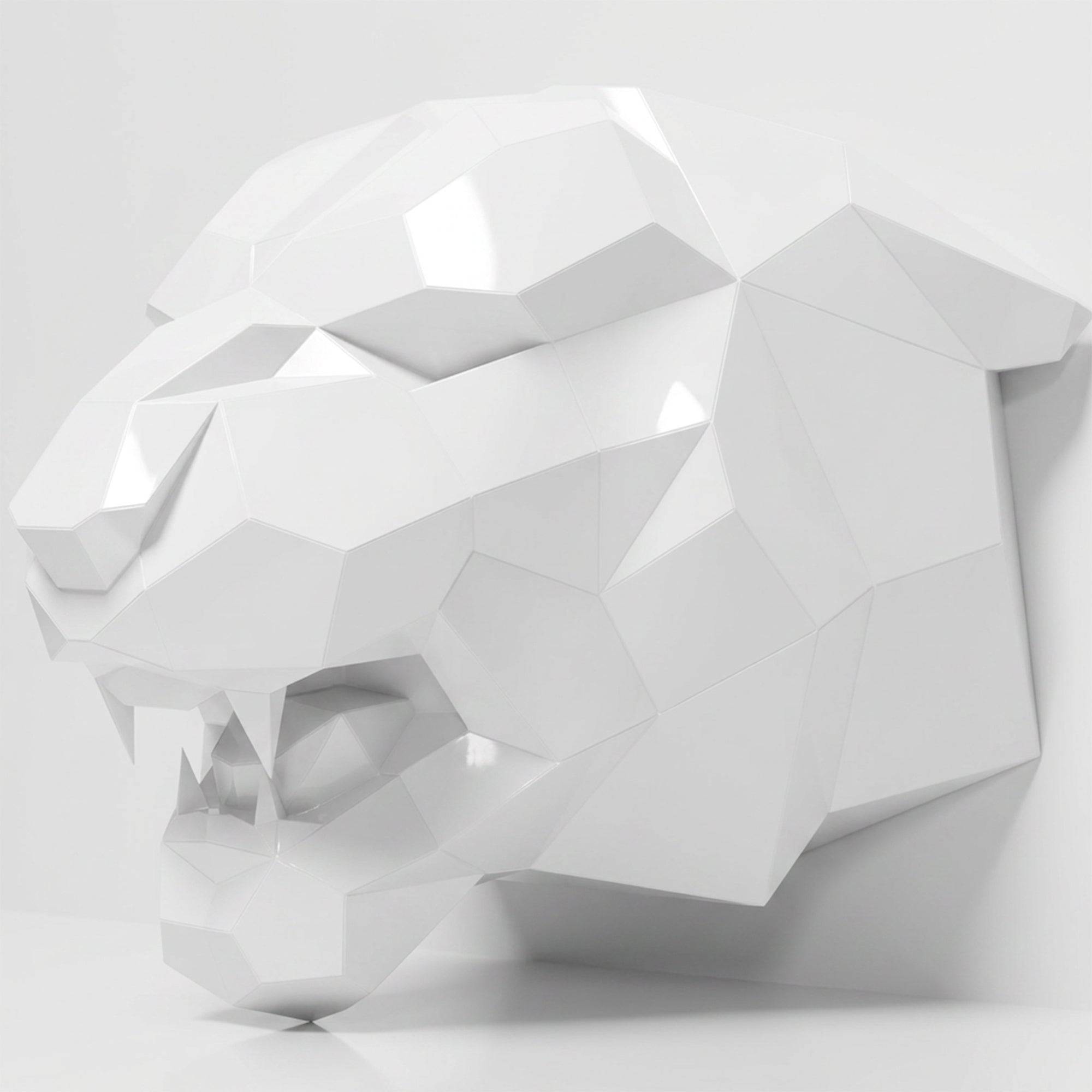 Sculpture Tête de Tigre Rugissante Facettée - Sculpture Origami
