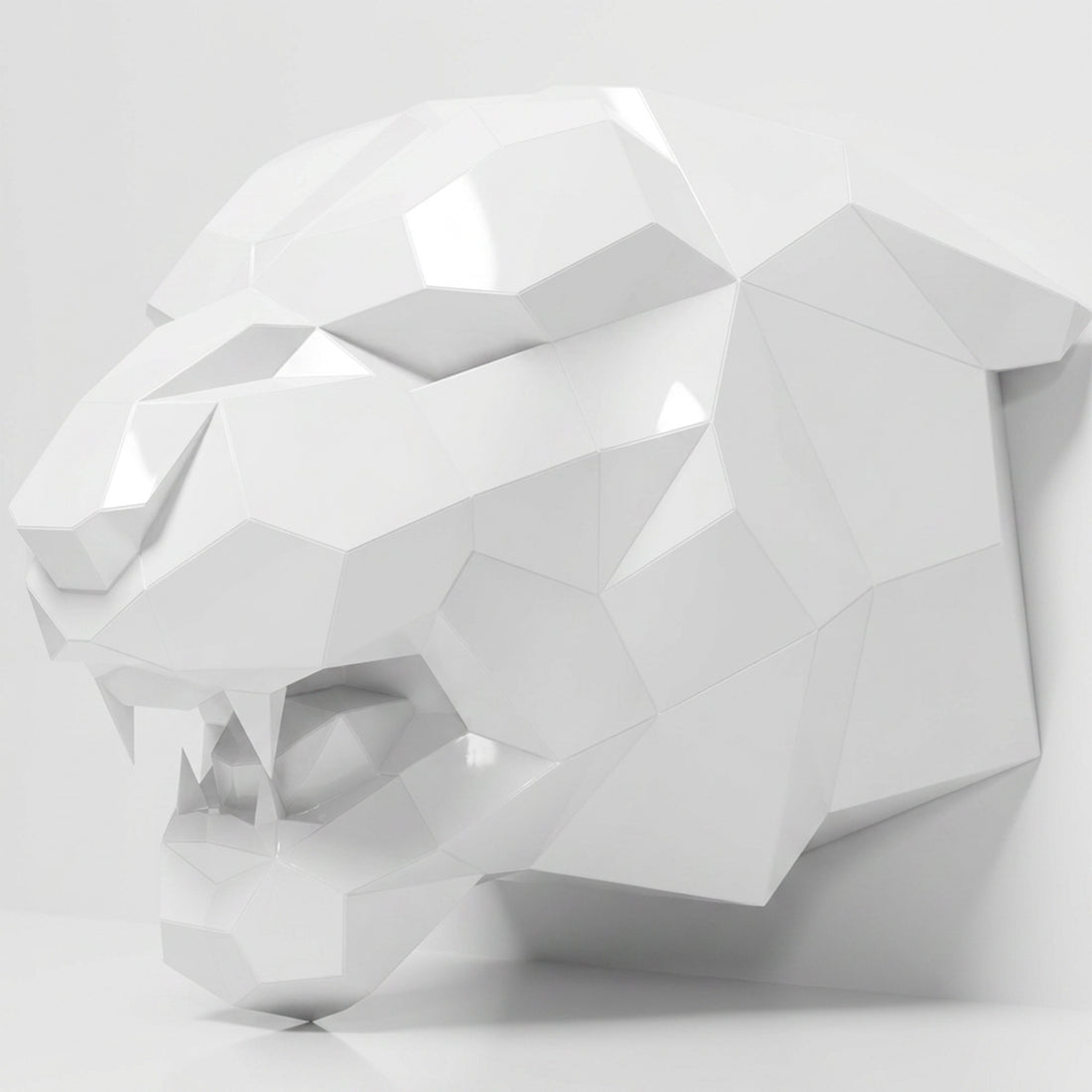 Sculpture Tête de Tigre Rugissante Facettée - Sculpture Origami