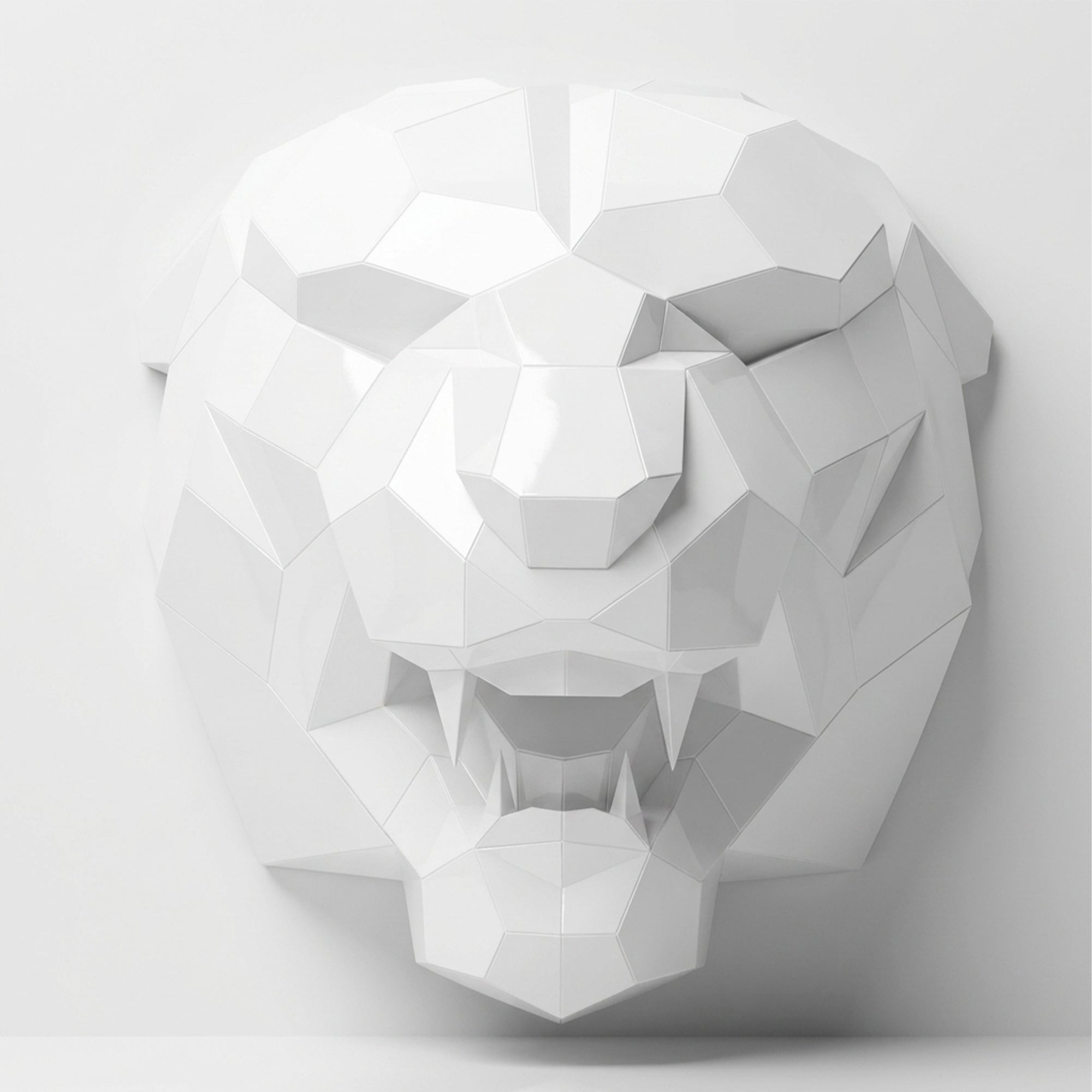 Sculpture Tête de Tigre Rugissante Facettée - Sculpture Origami