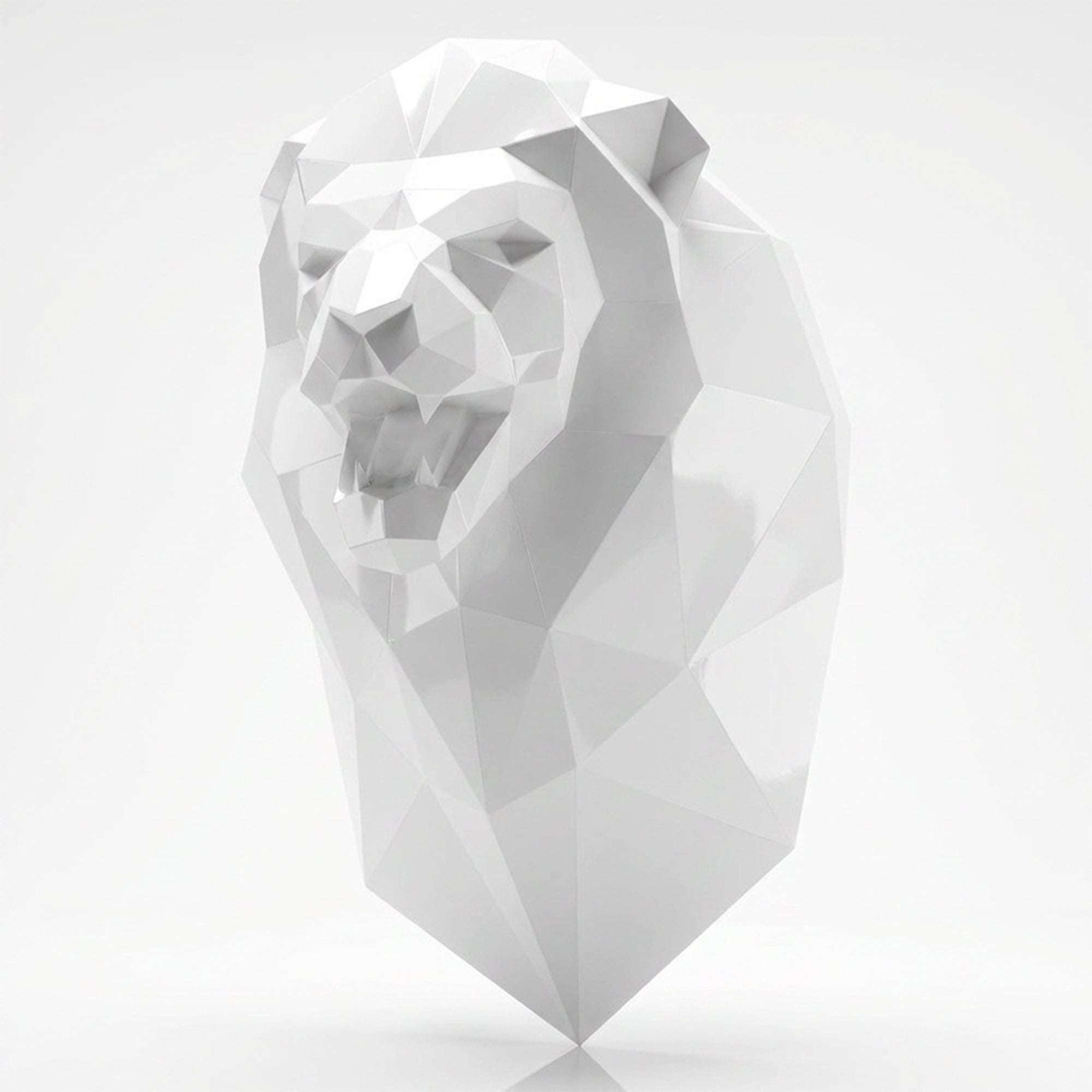 Sculpture Tête de Lion Murale Facettée - Sculpture Origami