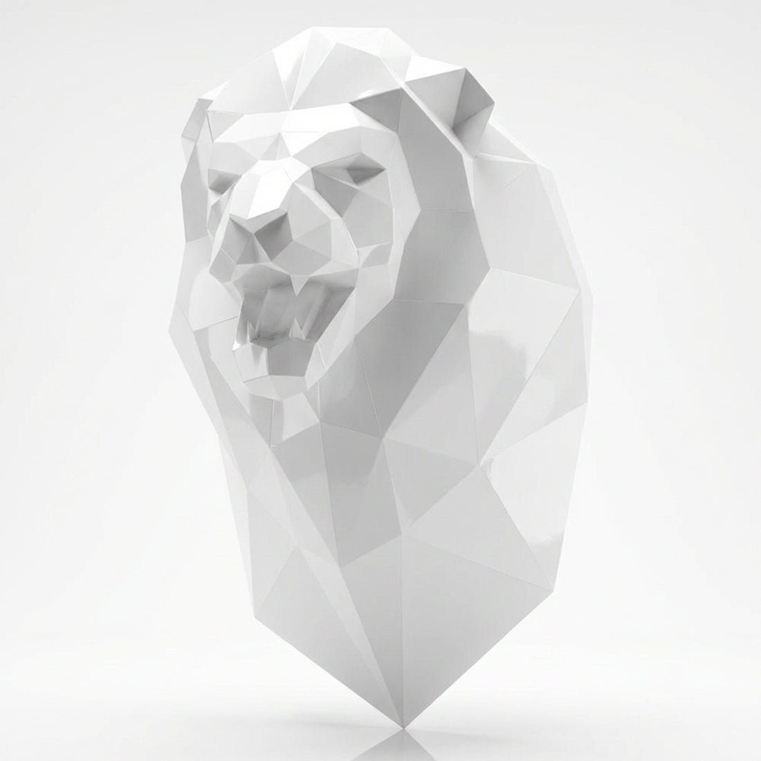 Sculpture Tête de Lion Murale Facettée - Sculpture Origami