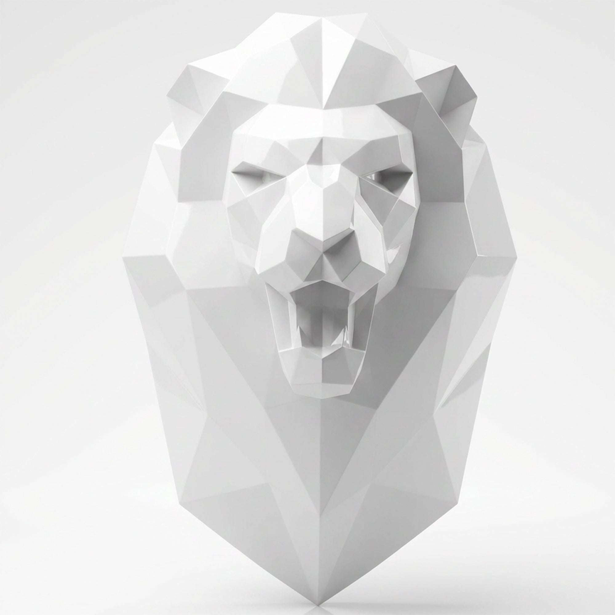 Sculpture Tête de Lion Murale Facettée - Sculpture Origami
