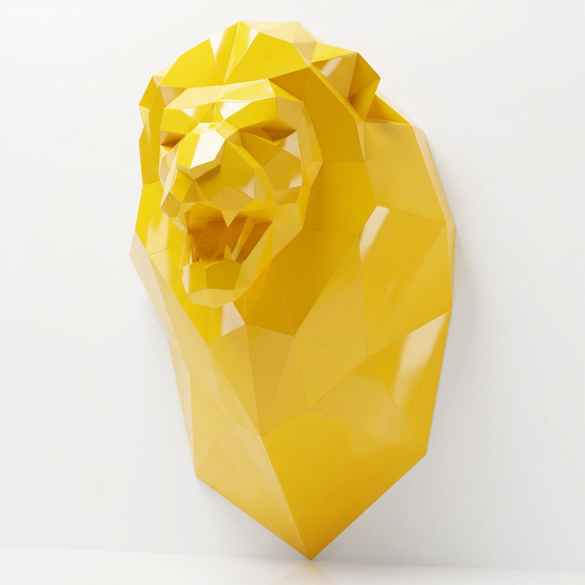 Sculpture Tête de Lion Murale Facettée - Sculpture Origami