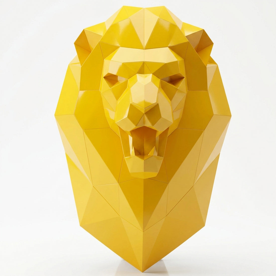 Sculpture Tête de Lion Murale Facettée - Sculpture Origami