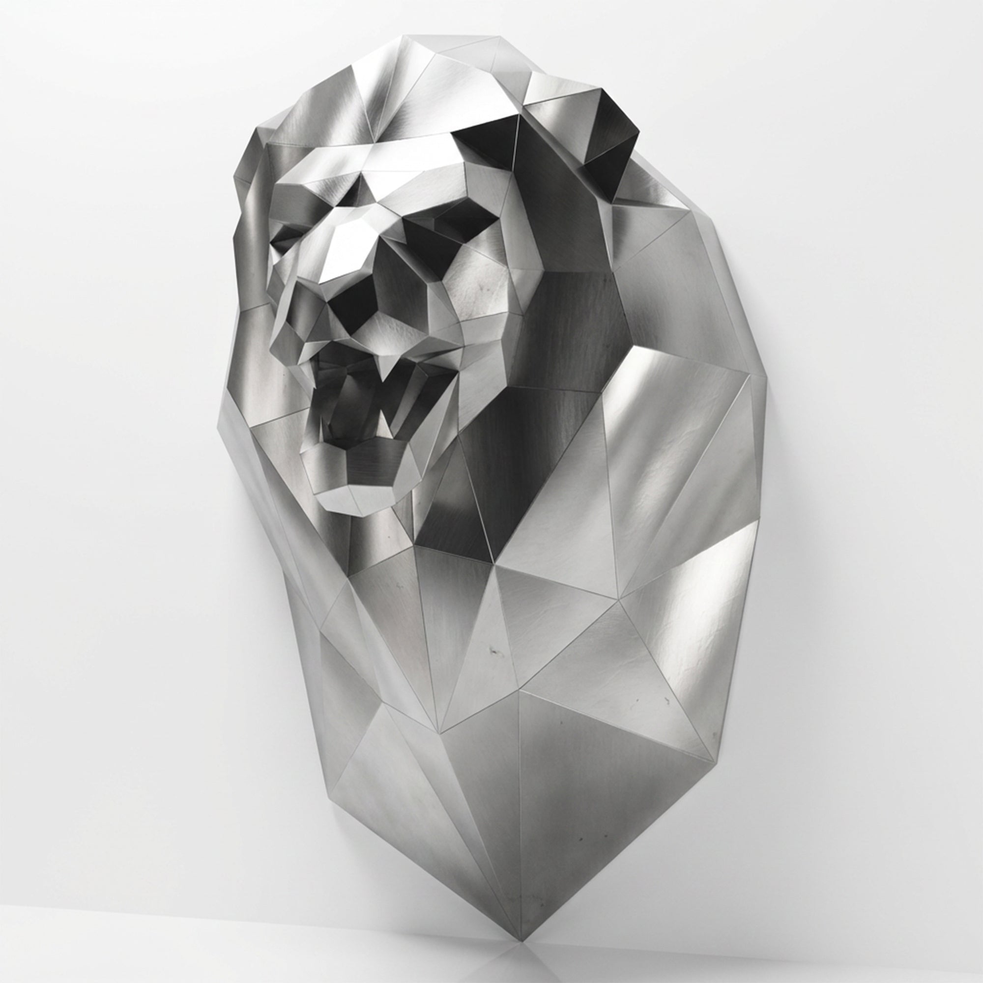 Sculpture Tête de Lion Murale Facettée - Sculpture Origami