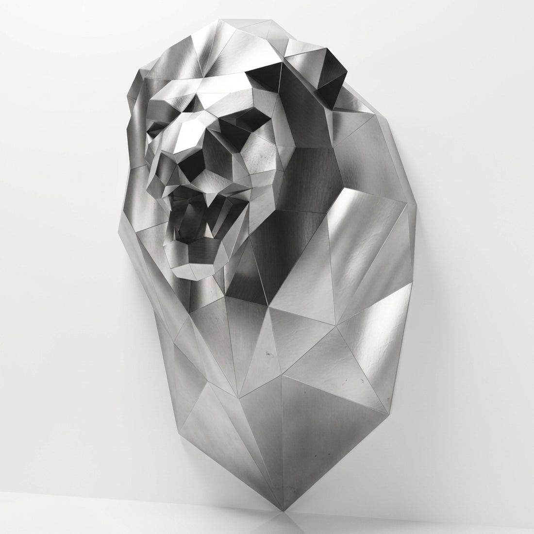Sculpture Tête de Lion Murale Facettée - Sculpture Origami
