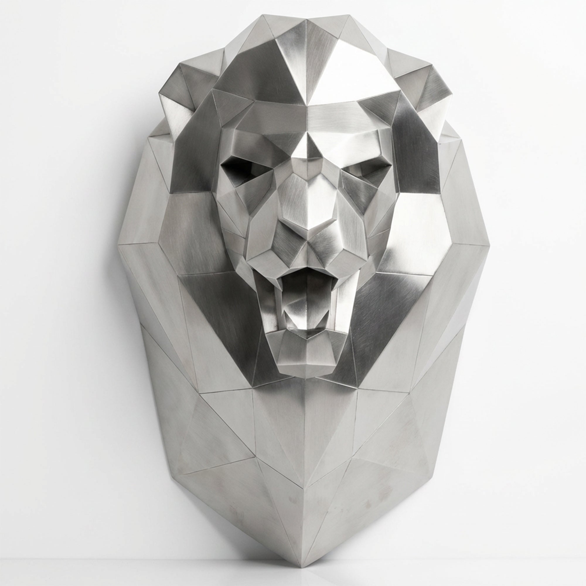Sculpture Tête de Lion Murale Facettée - Sculpture Origami