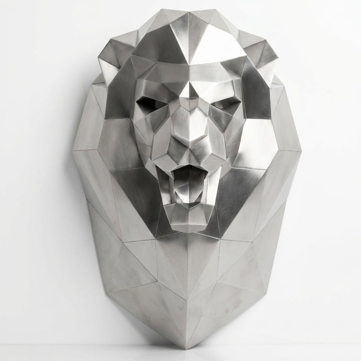 Sculpture Tête de Lion Murale Facettée