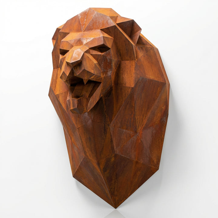 Sculpture Tête de Lion Murale Facettée