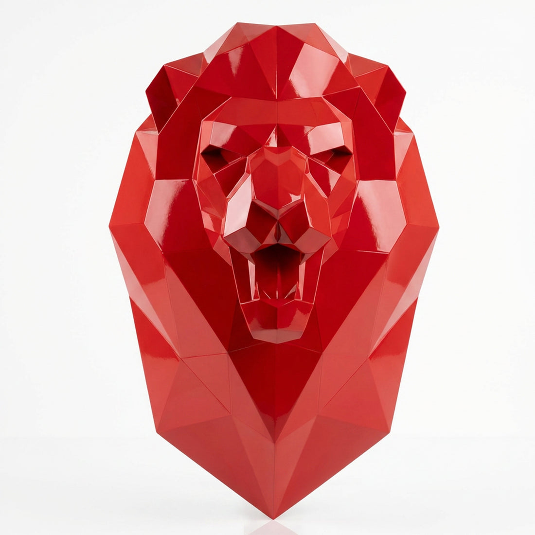 Sculpture Tête de Lion Murale Facettée - Sculpture Origami