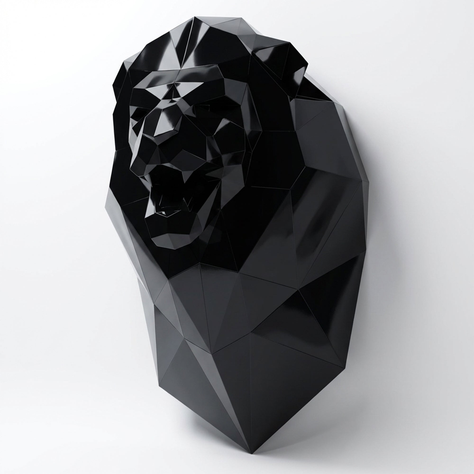 Sculpture Tête de Lion Murale Facettée - Sculpture Origami