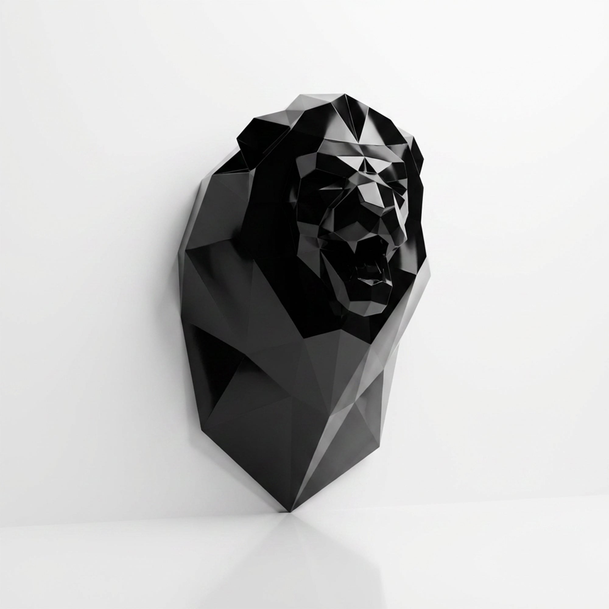 Sculpture Tête de Lion Murale Facettée - Sculpture Origami