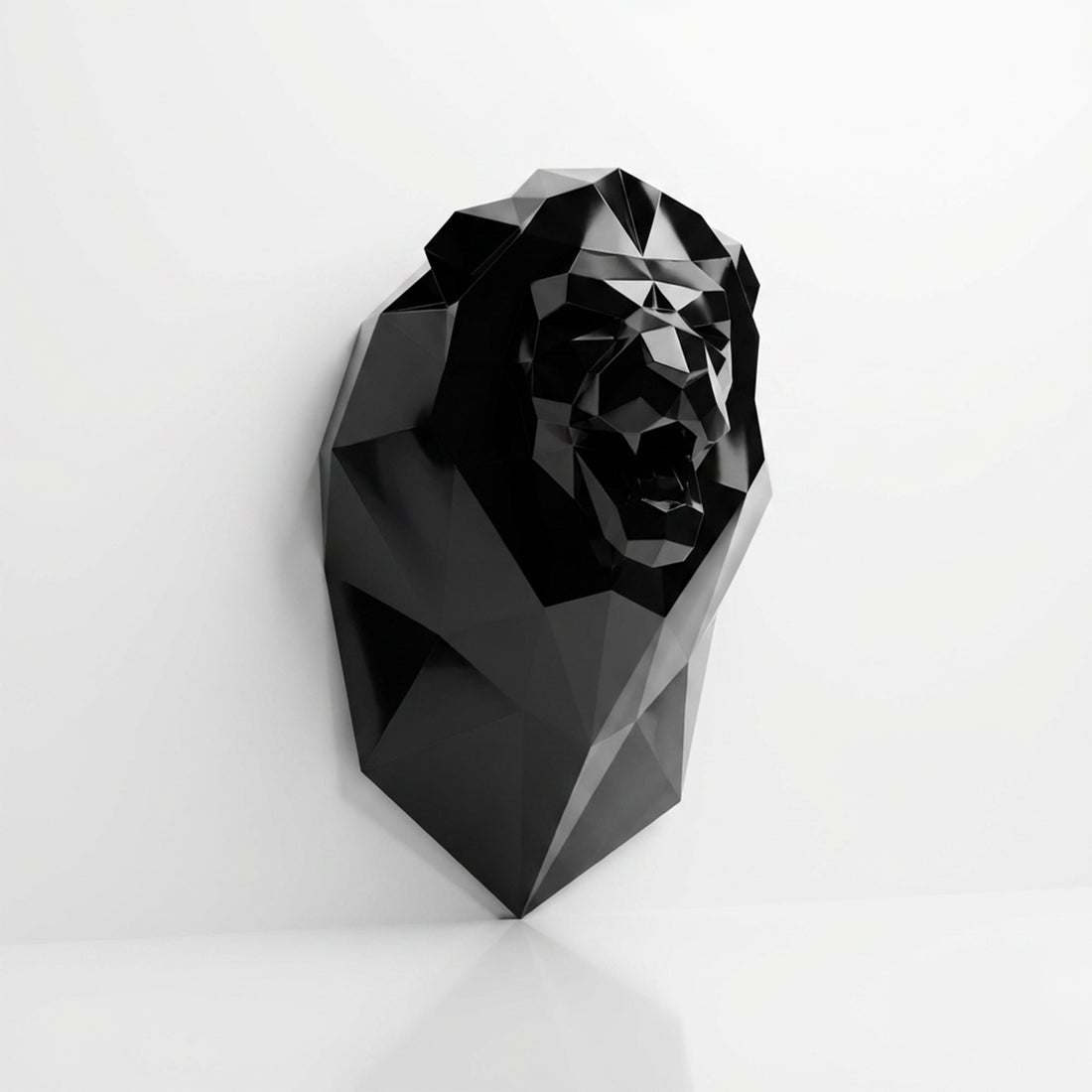 Sculpture Tête de Lion Murale Facettée - Sculpture Origami