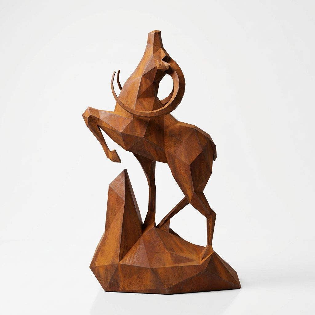 Grande Sculpture Cerf Polygone Majestueuse - Sculpture Origami