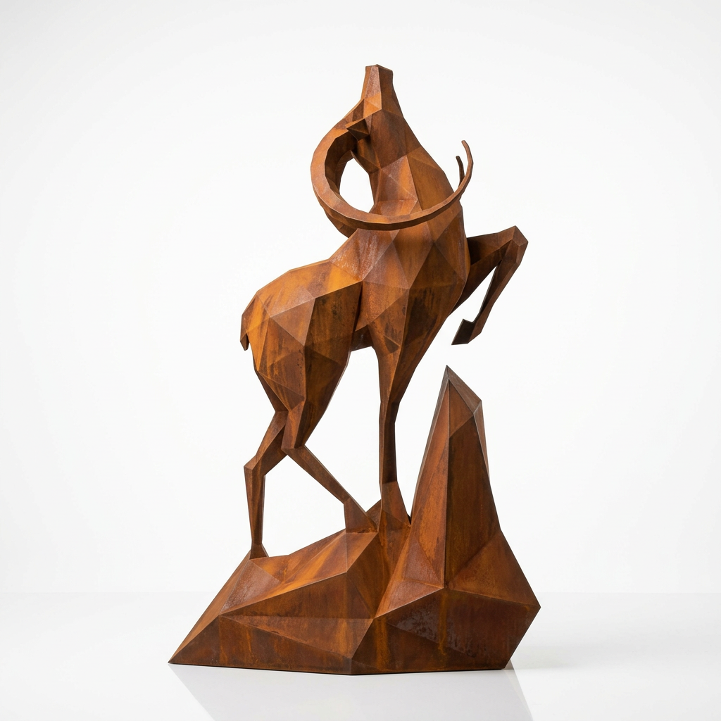 Grande Sculpture Cerf Polygone Majestueuse - Sculpture Origami