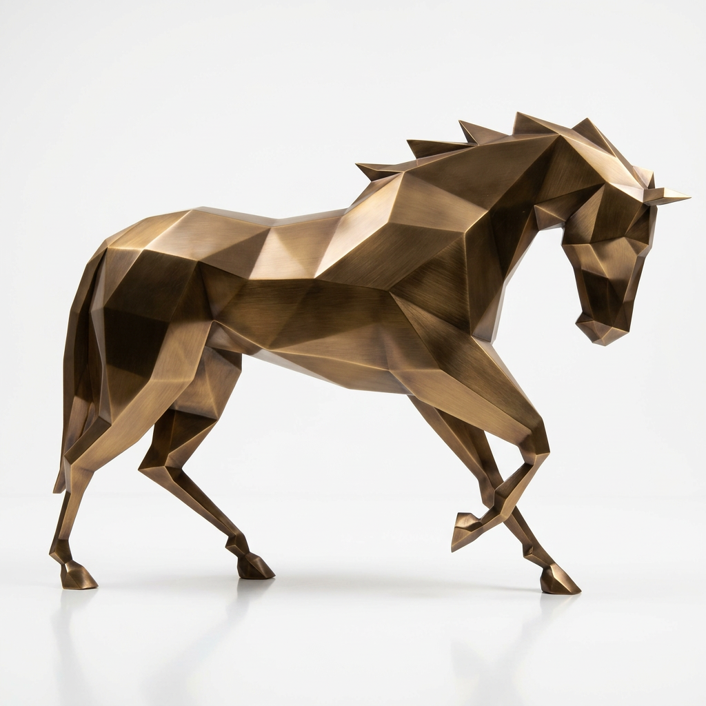 Grande Sculpture Cheval Polygone - Sculpture Origami