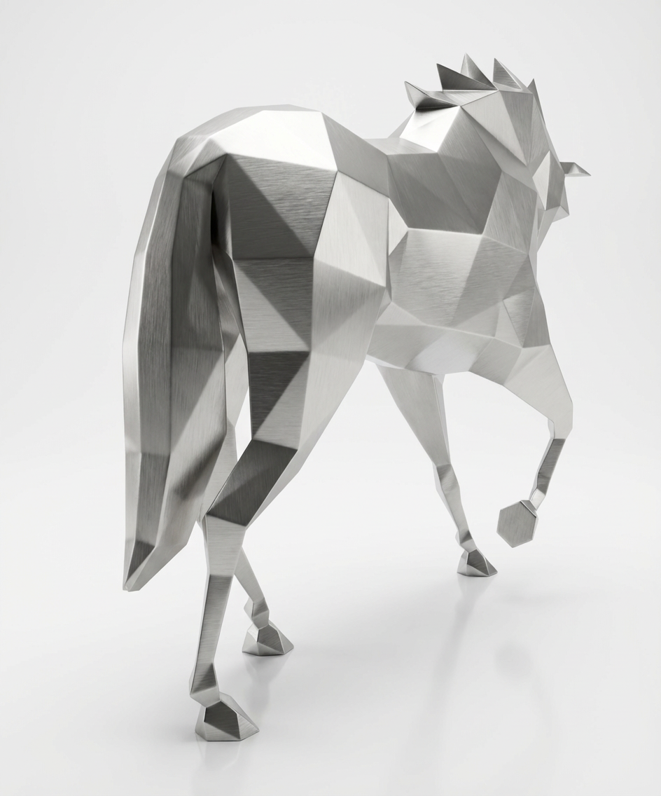 Grande Sculpture Cheval Polygone - Sculpture Origami