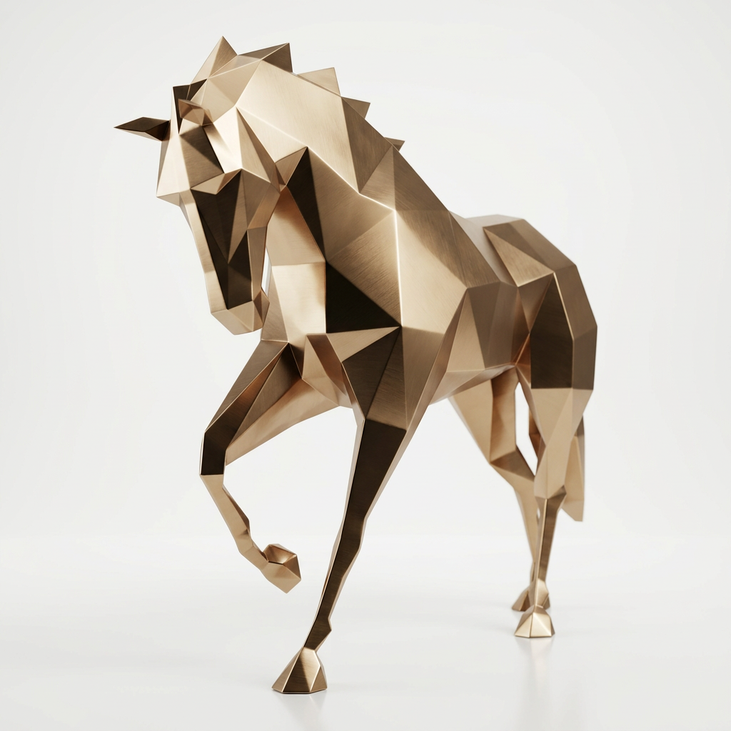 Grande Sculpture Cheval Polygone - Sculpture Origami
