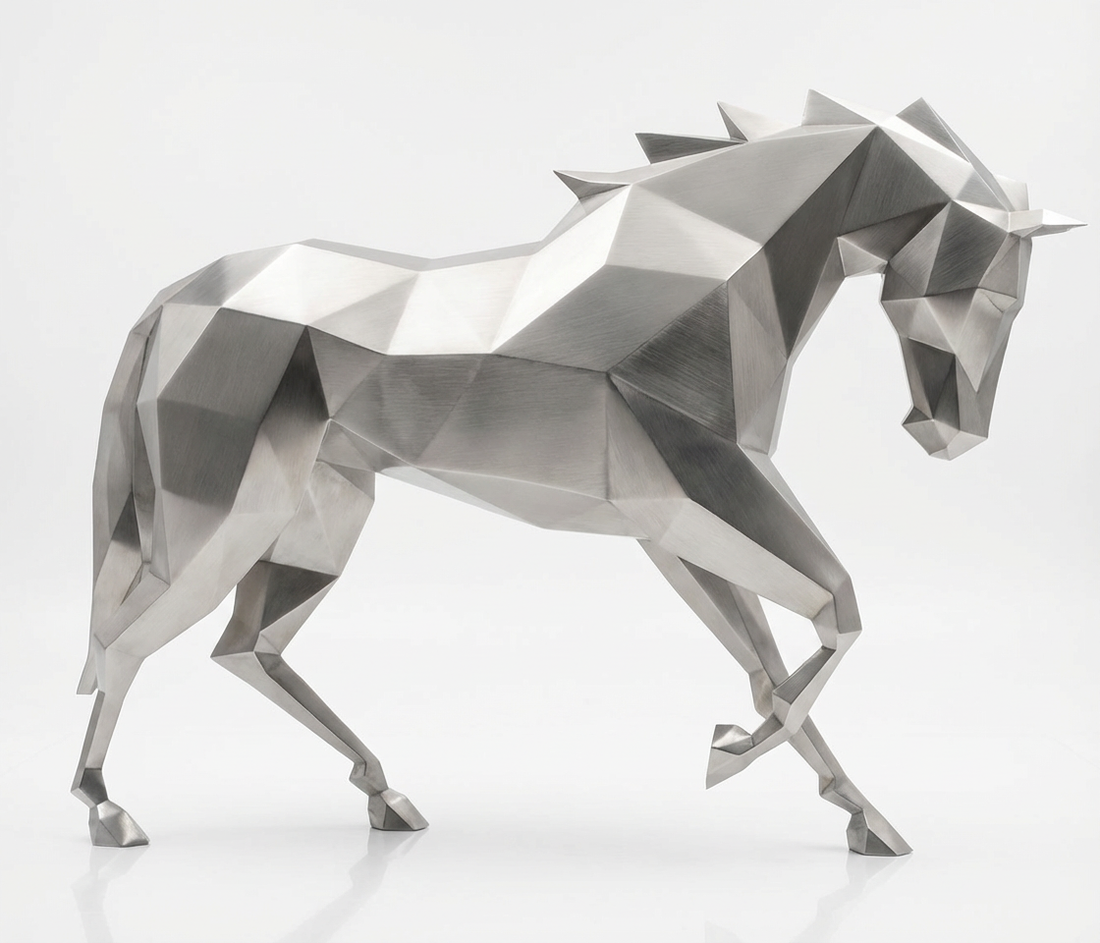 Grande Sculpture Cheval Polygone - Sculpture Origami