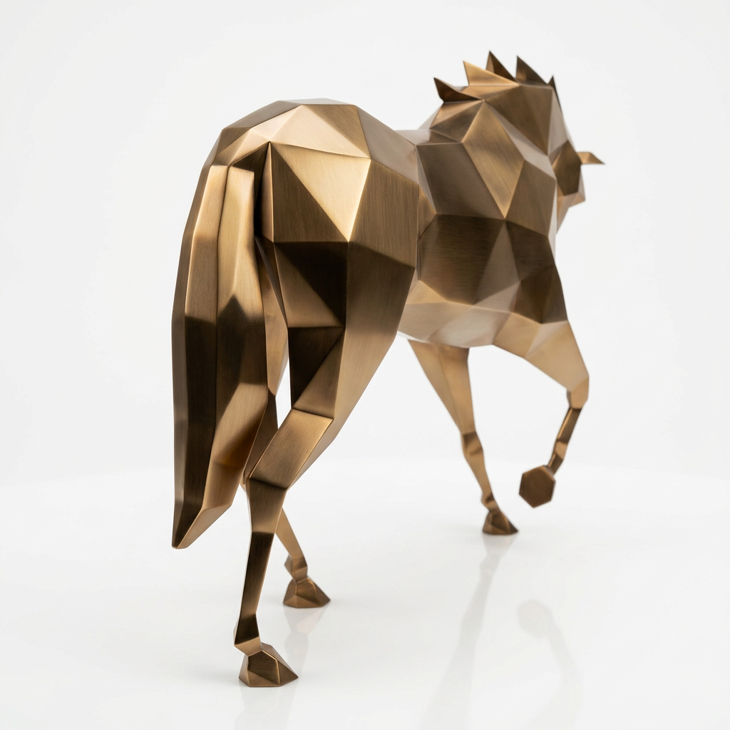 Grande Sculpture Cheval Polygone - Sculpture Origami
